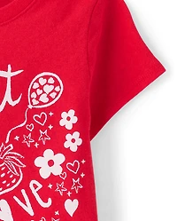 T-shirt graphique « Douces gribouillis » pour bébés et petites filles, idéal la Saint-Valentin