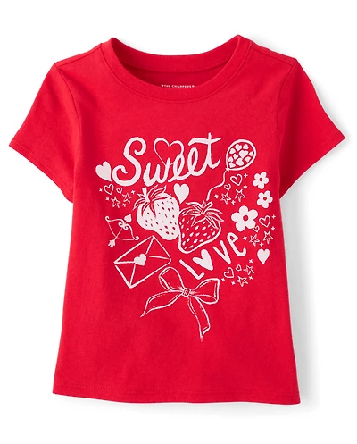Baby And Toddler Girls Valentine's Day Sweet Doodles Graphic Tee