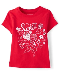 Baby And Toddler Girls Valentine's Day Sweet Doodles Graphic Tee
