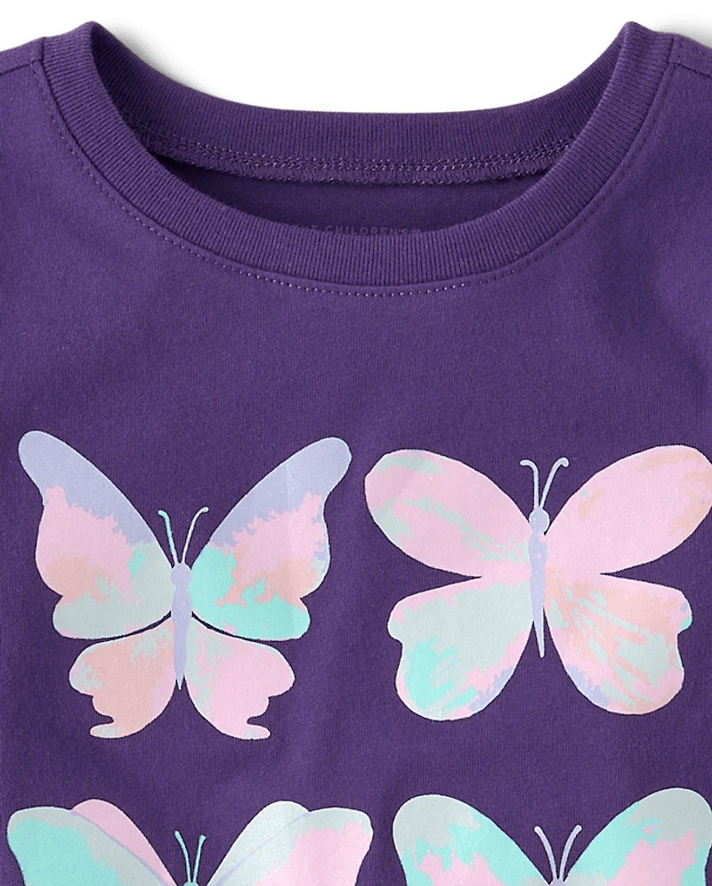 T-shirt graphique papillon pour bébés et petites filles