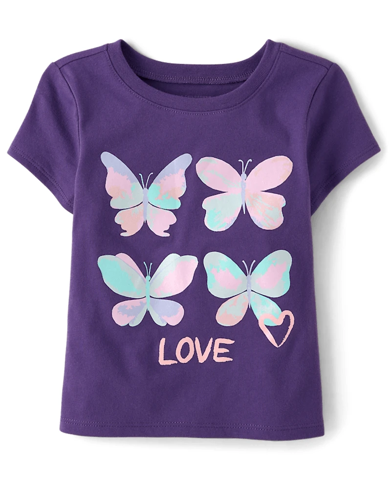 Baby And Toddler Girls Butterfly Love Graphic Tee
