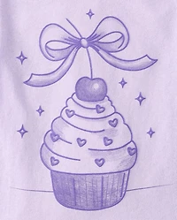 Baby And Toddler Girls Cupcake Bow Graphic Tee