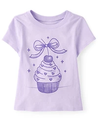 Baby And Toddler Girls Cupcake Bow Graphic Tee