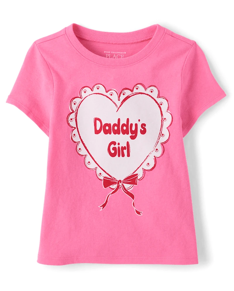 T-shirt graphique cœur pour bébés et petites filles, spécial Saint-Valentin « La fille à son papa ».