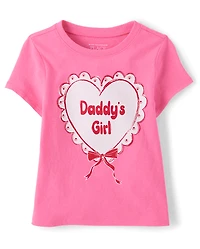 T-shirt graphique cœur pour bébés et petites filles, spécial Saint-Valentin « La fille à son papa ».