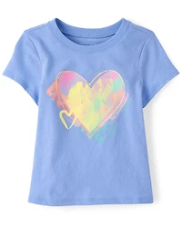 Baby And Toddler Girls Sweet Heart Art Graphic Tee