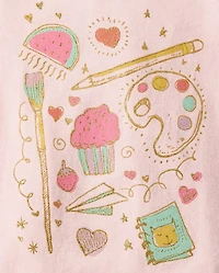 Baby And Toddler Girls Puff Print Food Art Graphic Tee