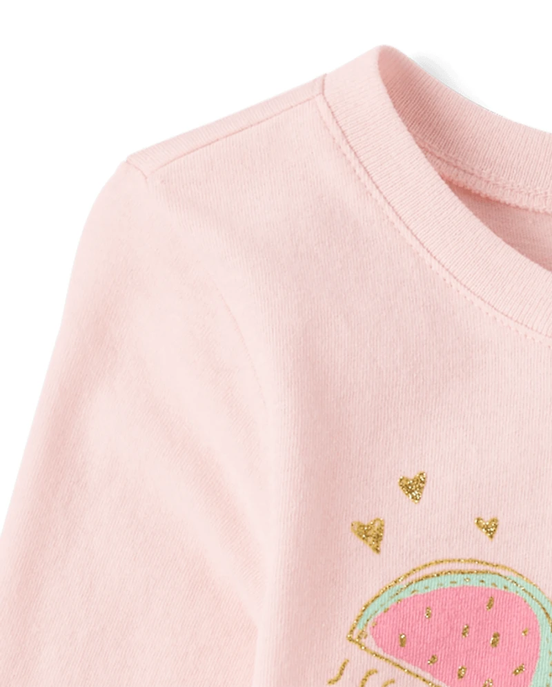 Baby And Toddler Girls Puff Print Food Art Graphic Tee
