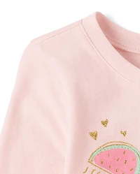 Baby And Toddler Girls Puff Print Food Art Graphic Tee