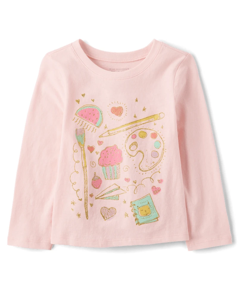 T-shirt graphique à imprimé bouffant pour bébés et petites filles