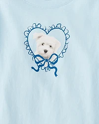 T-shirt graphique cœur chien pour bébé et petite fille