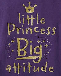 T-shirt graphique pour bébés et petites filles « Petite princesse, grande attitude »