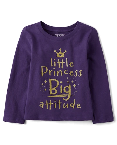 Baby And Toddler Girls Little Princess Big Attitude Graphic Tee