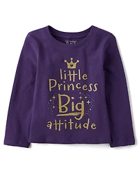 T-shirt graphique pour bébés et petites filles « Petite princesse, grande attitude »