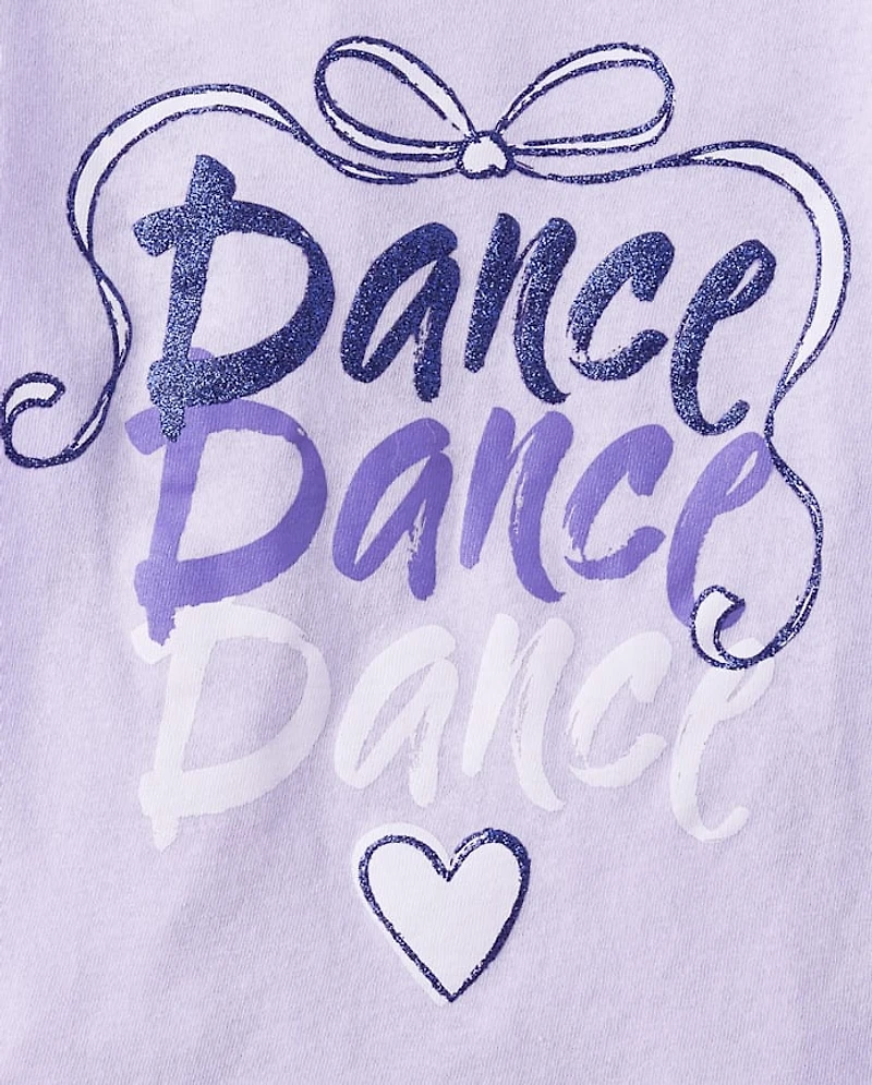 Baby And Toddler Girls Dance Glitter Graphic Tee