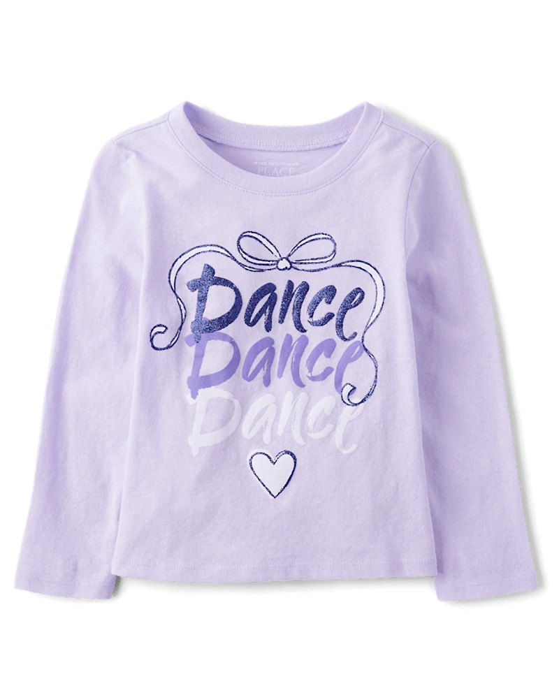 Baby And Toddler Girls Dance Glitter Graphic Tee