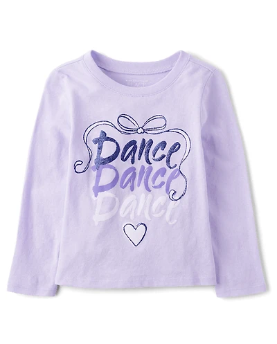 Baby And Toddler Girls Dance Glitter Graphic Tee