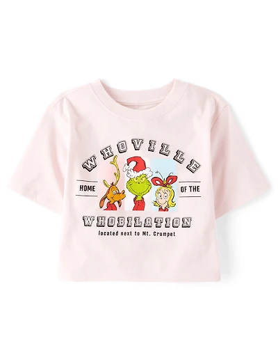 Girls Dr. Seuss The Grinch™ Whoville Whobilation Christmas Oversized Cropped Graphic Tee