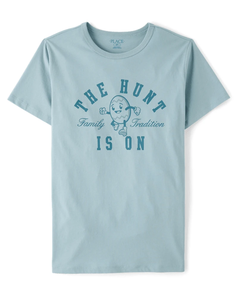 Mens Matching Family Easter The Hunt Is On Graphic Tee
