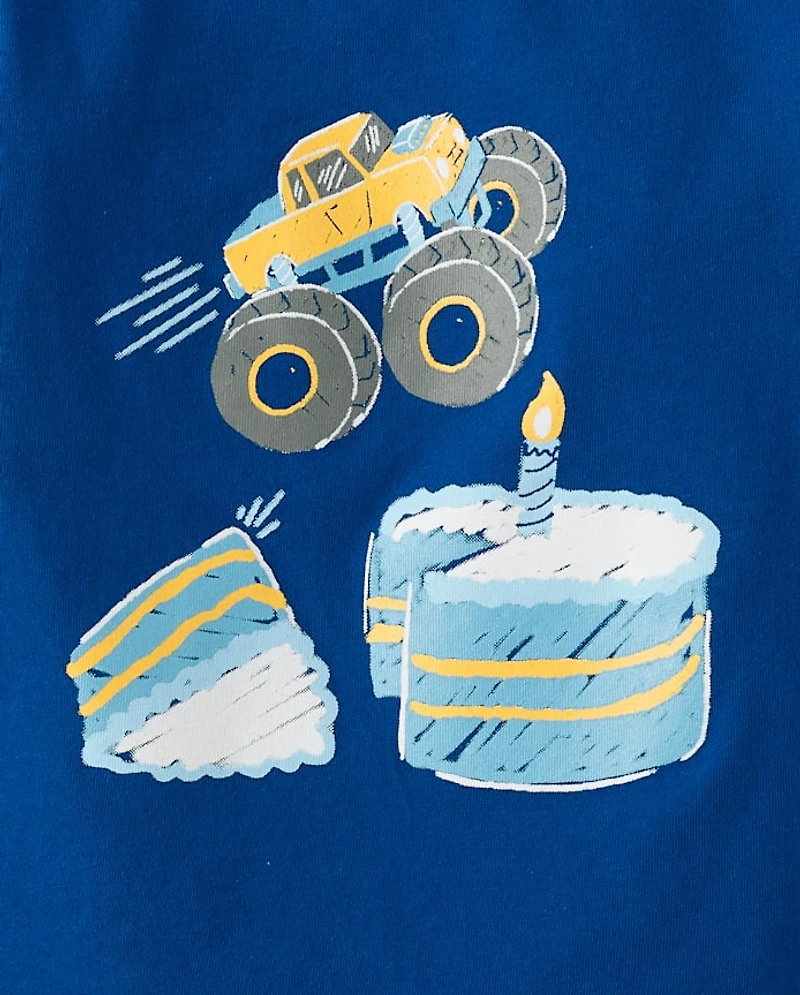 Baby And Toddler Boys Birthday Monster Truck Graphic Tee