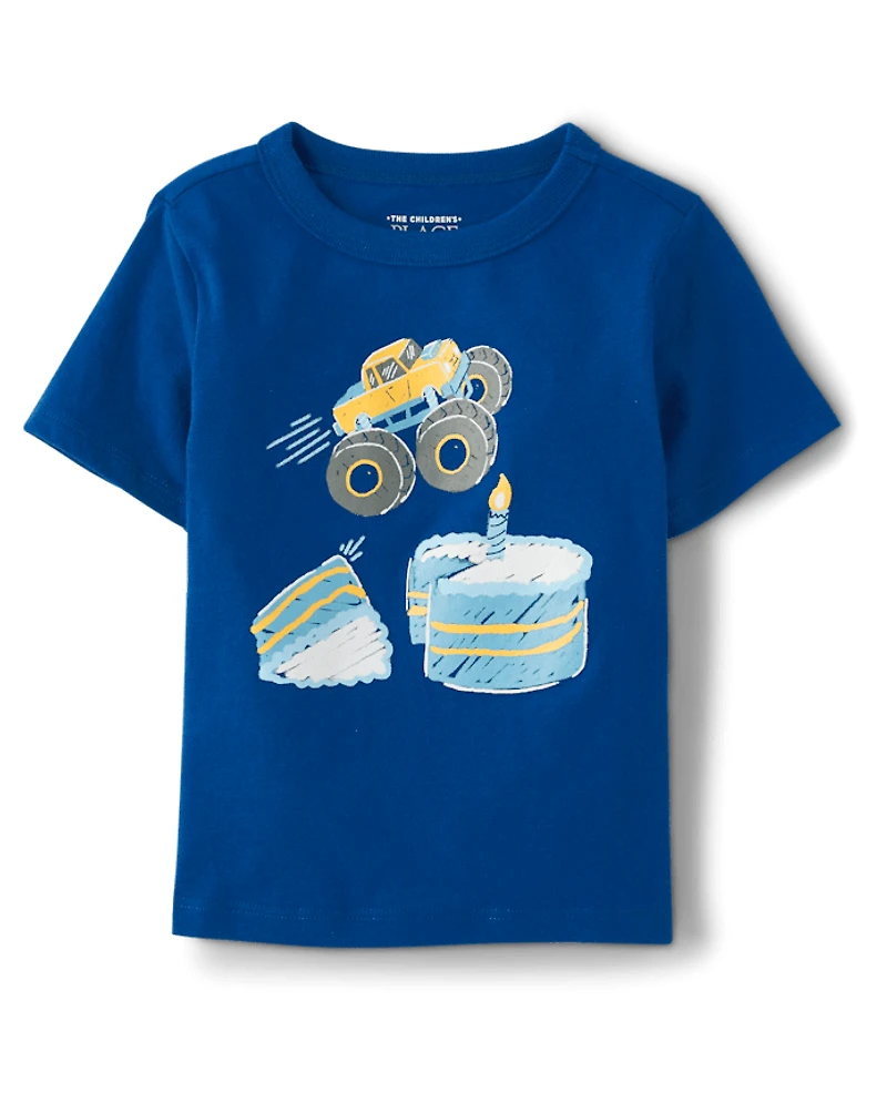 Baby And Toddler Boys Birthday Monster Truck Graphic Tee