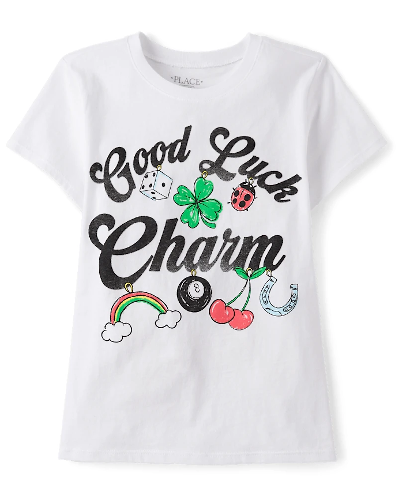 Girls St. Patrick's Day Good Luck Charm Graphic Tee