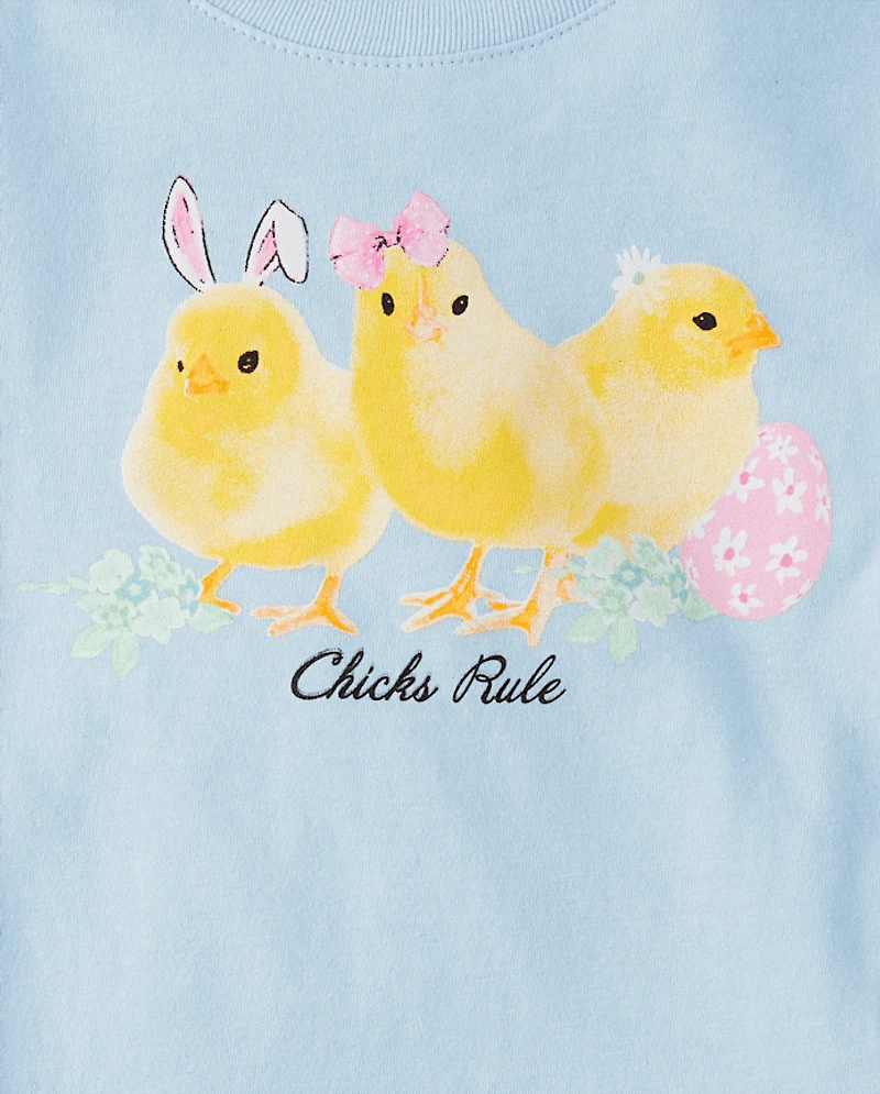 T-shirt graphique « Les poussins de Pâques sont les meilleurs » pour filles