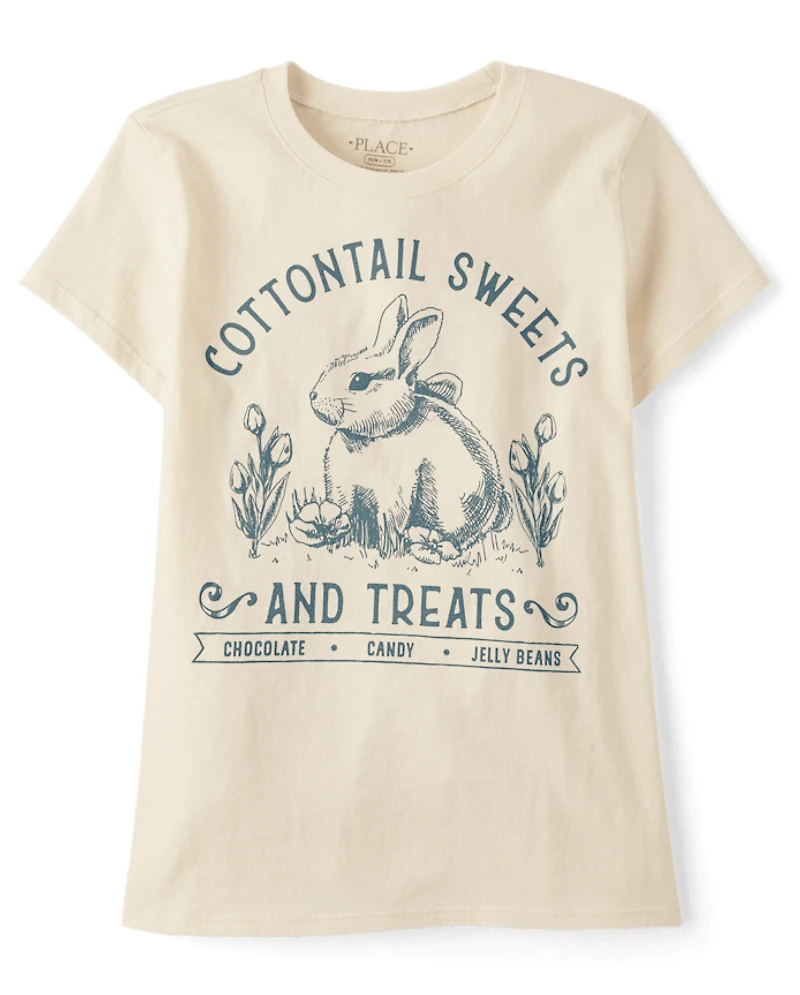 Girls Easter Cottontail Sweets Graphic Tee