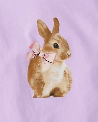 Girls Easter Bunny Bow Graphic Tee