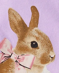 Girls Easter Bunny Bow Graphic Tee
