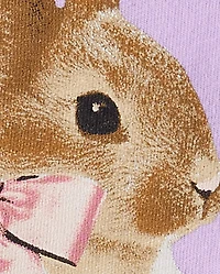 Girls Easter Bunny Bow Graphic Tee