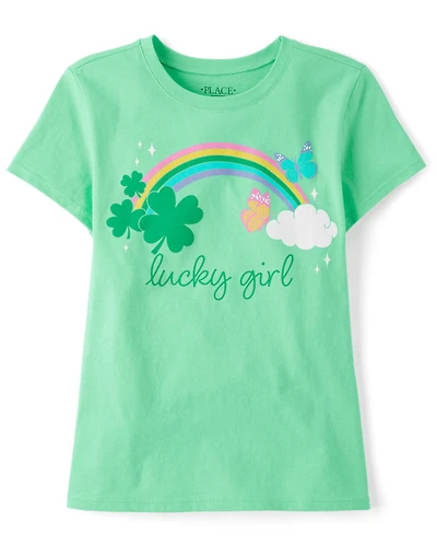 Girls St. Patrick's Day Lucky Girl Graphic Tee