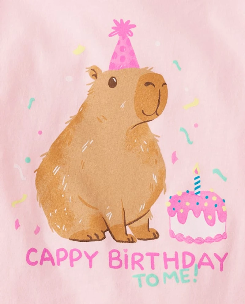 Girls Birthday Capybara Graphic Tee