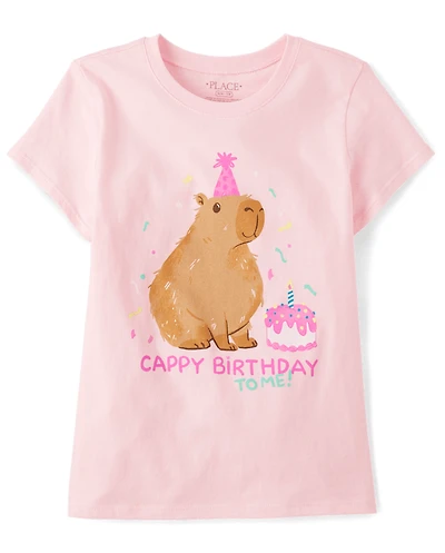Girls Birthday Capybara Graphic Tee