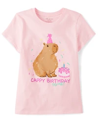 Girls Birthday Capybara Graphic Tee