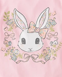 Girls Easter Bunny Floral  Graphic Tee