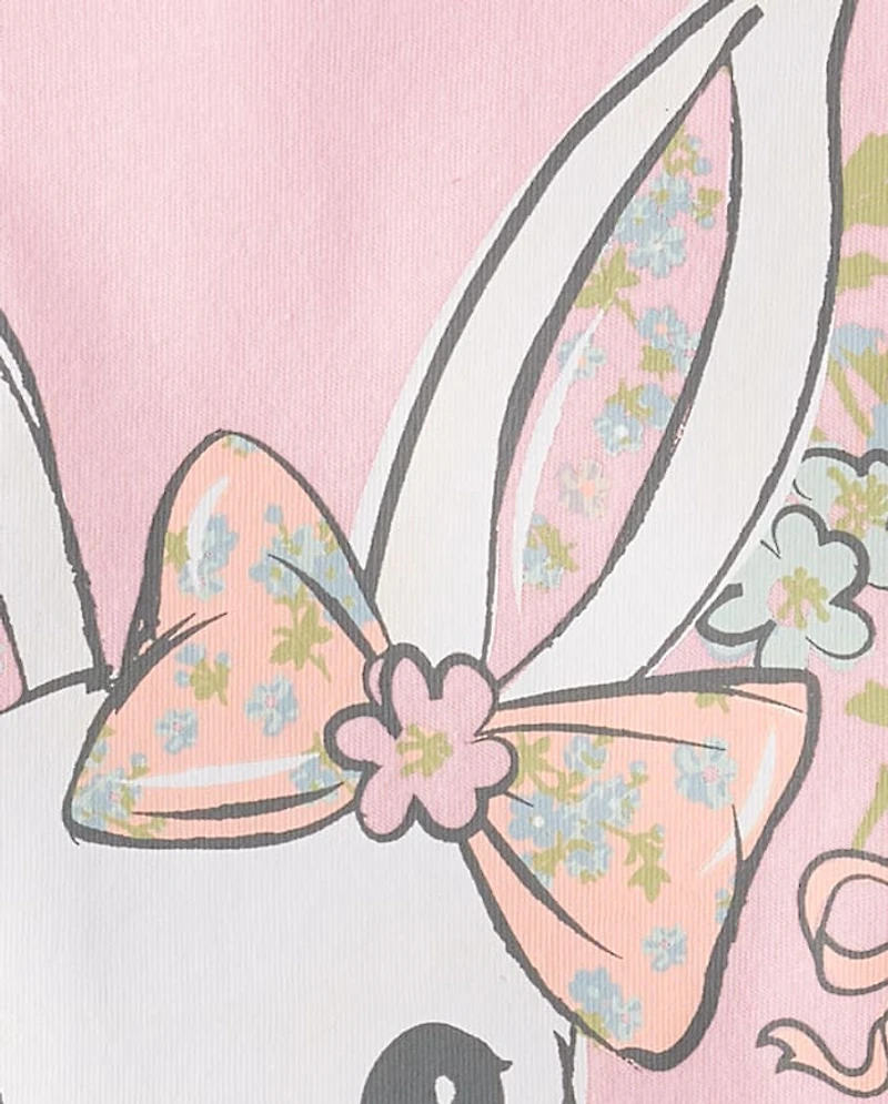 Girls Easter Bunny Floral  Graphic Tee