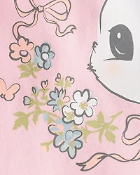 Girls Easter Bunny Floral  Graphic Tee