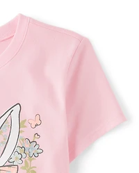 Girls Easter Bunny Floral  Graphic Tee
