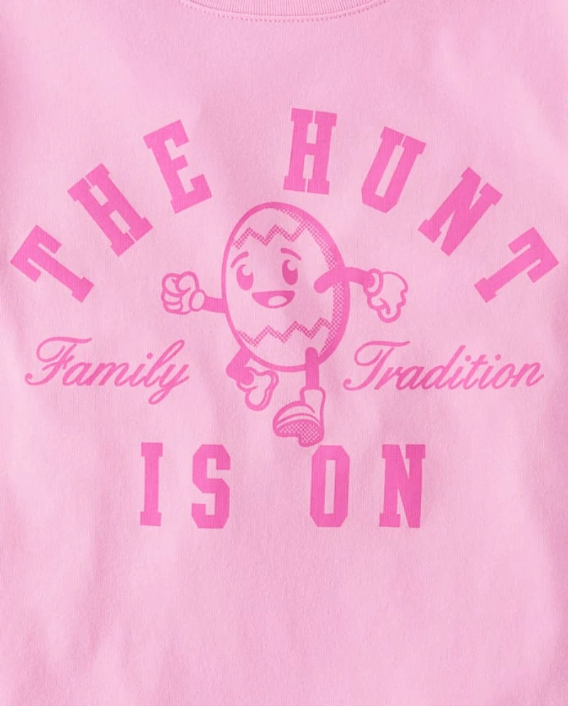 Girls Matching Family Easter The Hunt Is On Graphic Tee