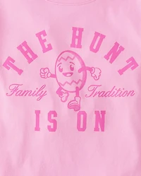 Girls Matching Family Easter The Hunt Is On Graphic Tee
