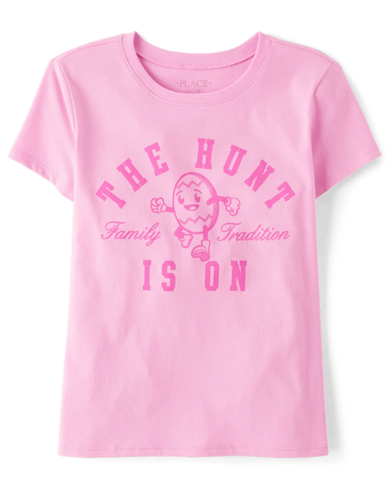 Girls Matching Family Easter The Hunt Is On Graphic Tee