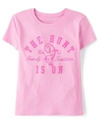 Girls Matching Family Easter The Hunt Is On Graphic Tee