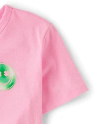 Girls St. Patrick's Day Happy Face Front And Back Oversized Graphic Tee