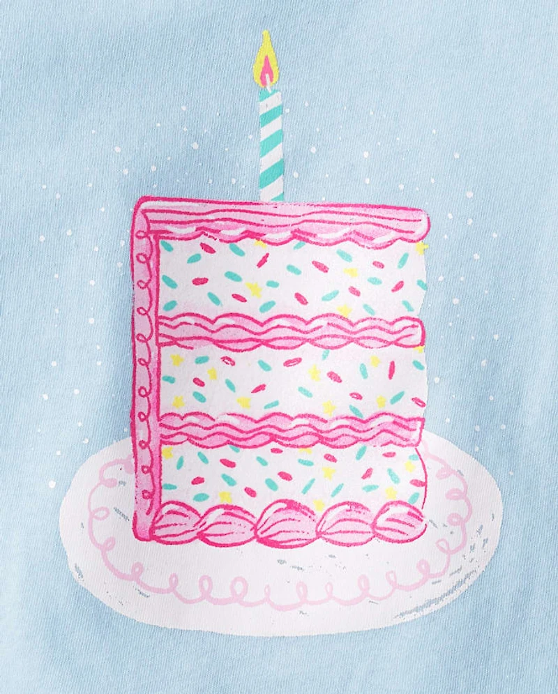 Baby And Toddler Girls Birthday Cake Graphic Tee
