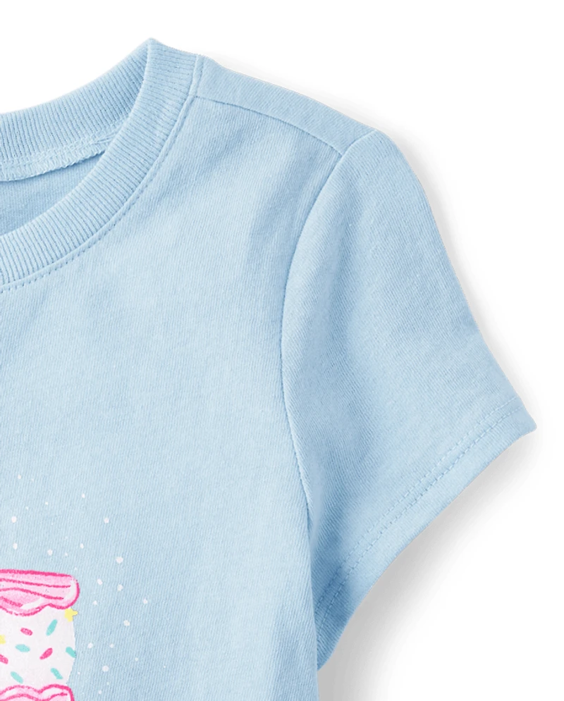Baby And Toddler Girls Birthday Cake Graphic Tee