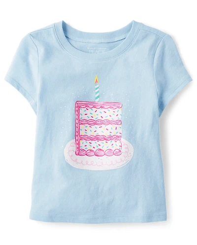 Baby And Toddler Girls Birthday Cake Graphic Tee