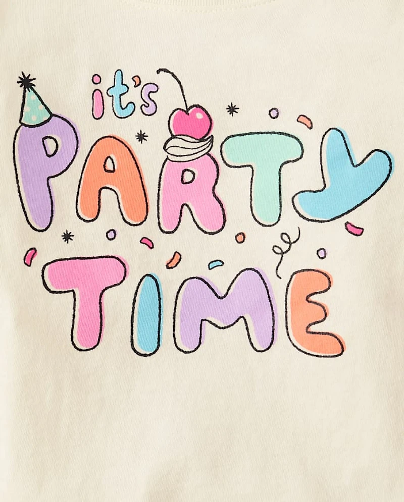 Baby And Toddler Girls Party Time Birthday Graphic Tee