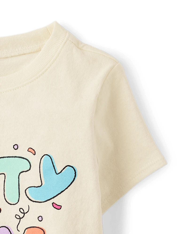 Baby And Toddler Girls Party Time Birthday Graphic Tee