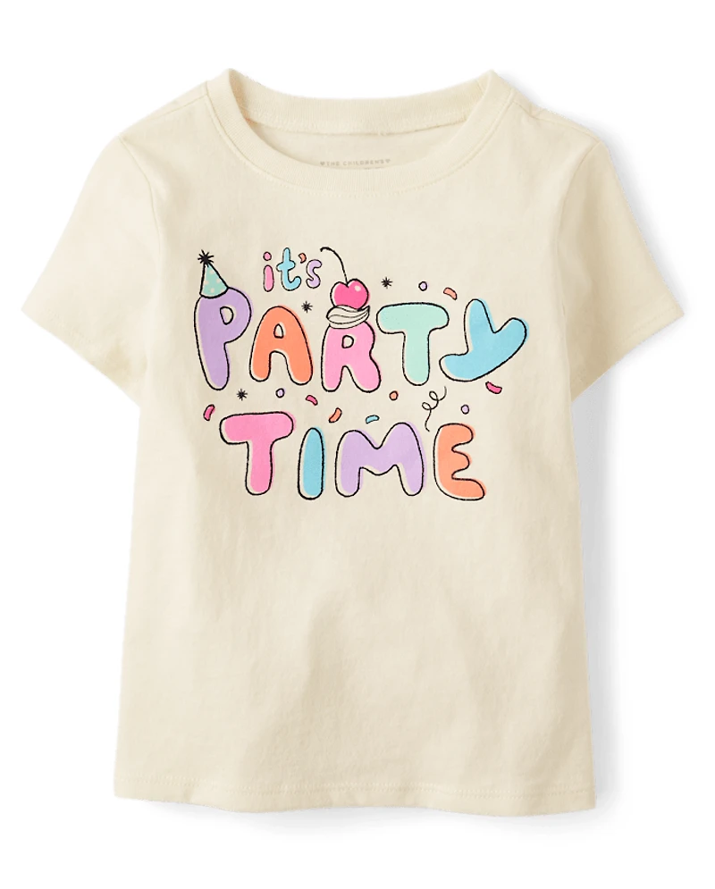 Baby And Toddler Girls Party Time Birthday Graphic Tee